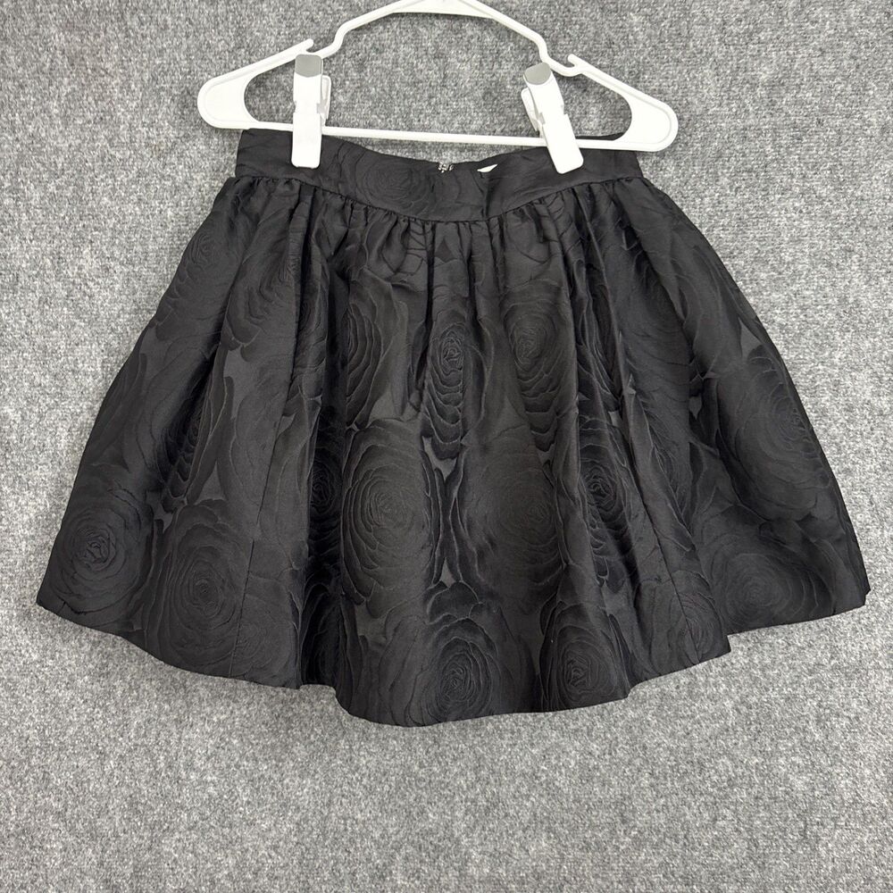 Kate Spade Skirt Womens Size 8 Black Jaquard Rose Flare Mini Dark Coquette